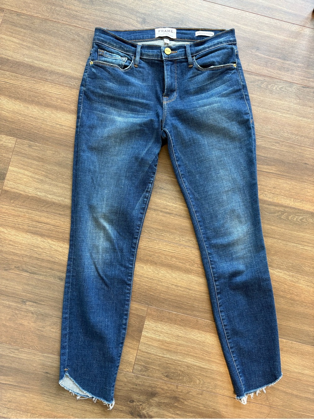 Frame Denim Le Skinny de Jeanne Crop Jeans in Dark Blue - Women's